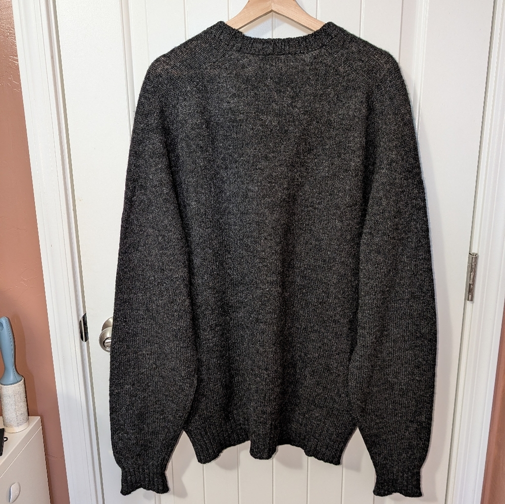 Vintage Alan Paine Knit Shetland Wool Sweater Men's 50" (2XL) Charcoal - Picture 2 of 7